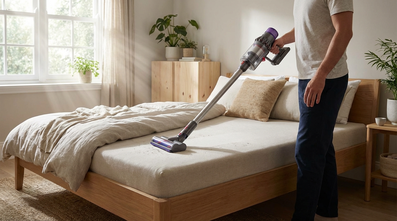 Vacuuming a mattress or bedroom with a quality vacuum cleaner