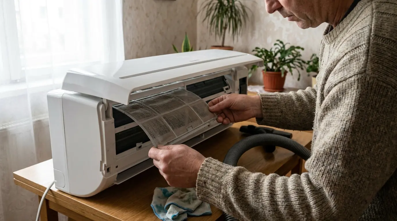 Cleaning a wall-mounted AC filter at home