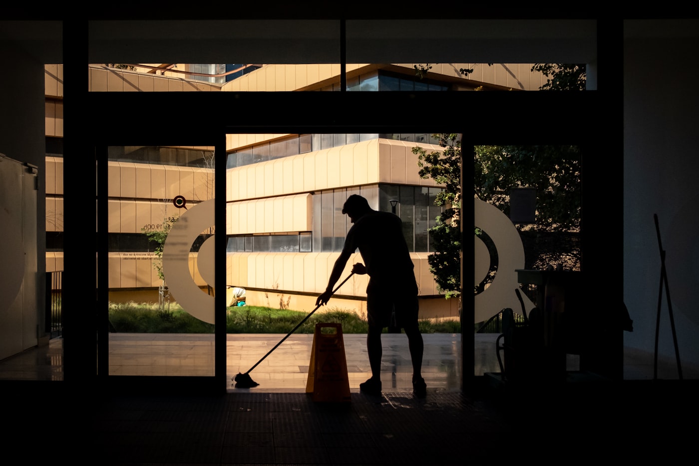Cleaner at work in a commercial space symbolizing the need to vet a company properly