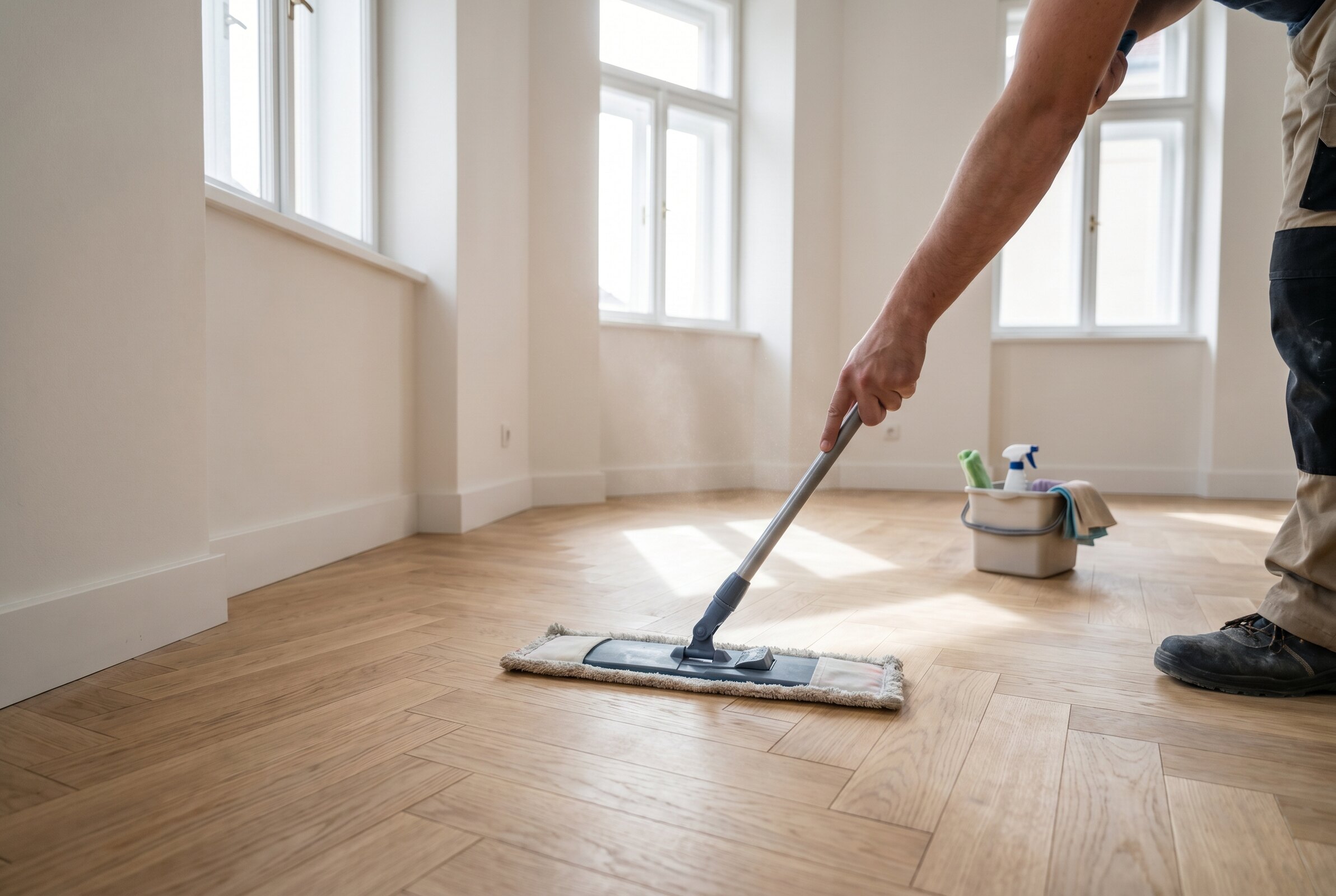 Professional final floor cleaning and detailing before move-in day
