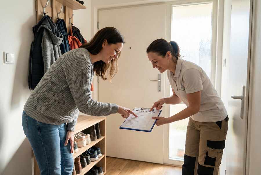 Client and cleaner discussing the cleaning brief before booking