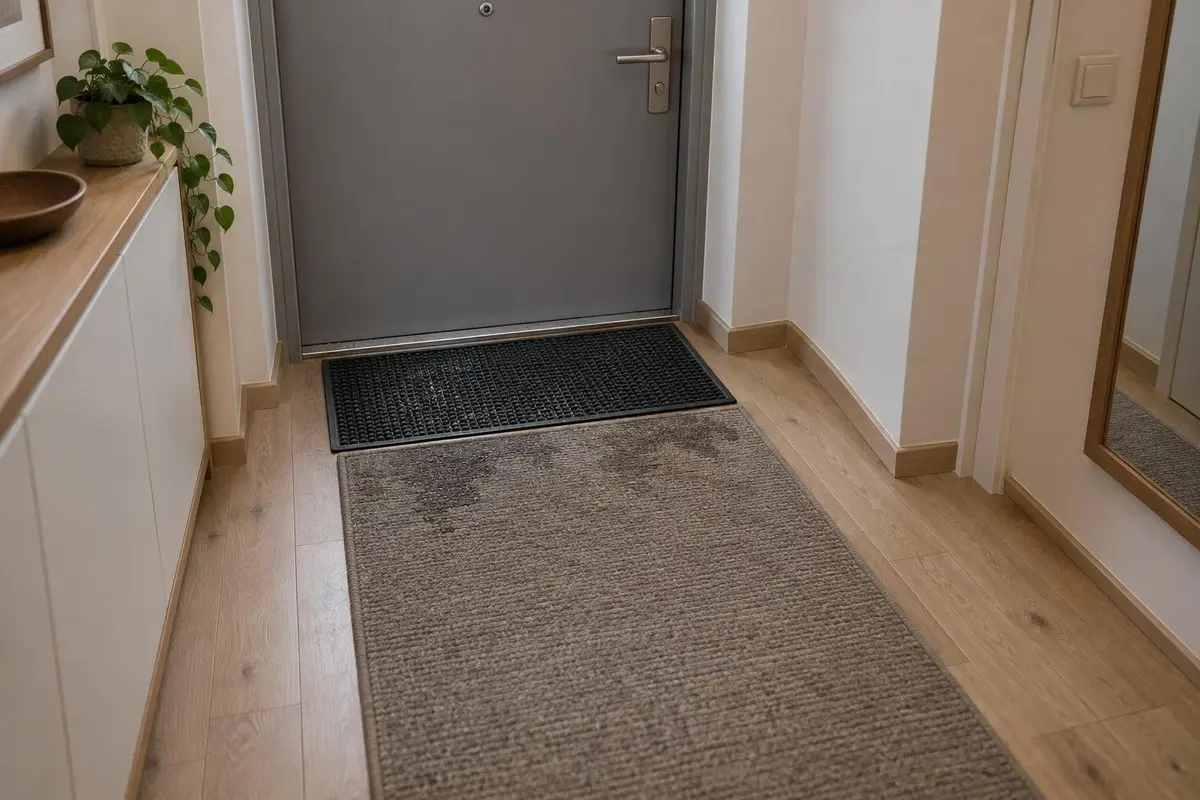 Dvě navazující rohože ve vstupní zóně zachytí hrubé nečistoty i zbytkovou vlhkost
