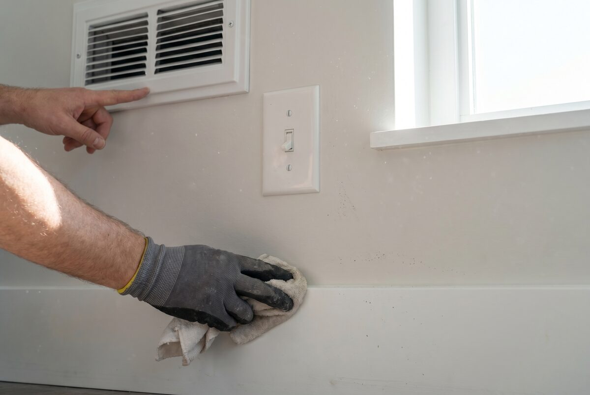 Final post renovation detail check around skirting boards, switches, and vent grilles