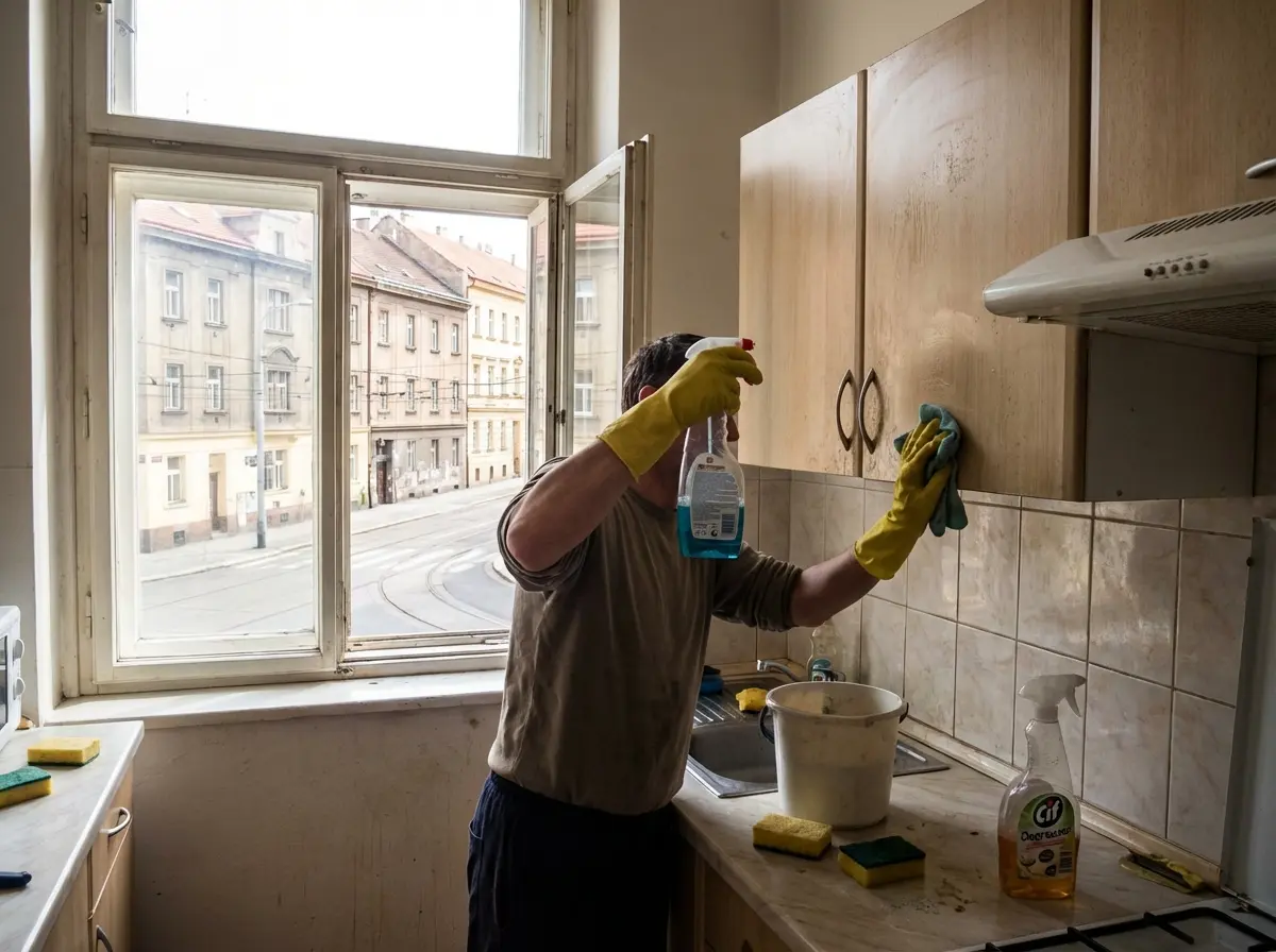 Kitchen cleaning detail during spring reset