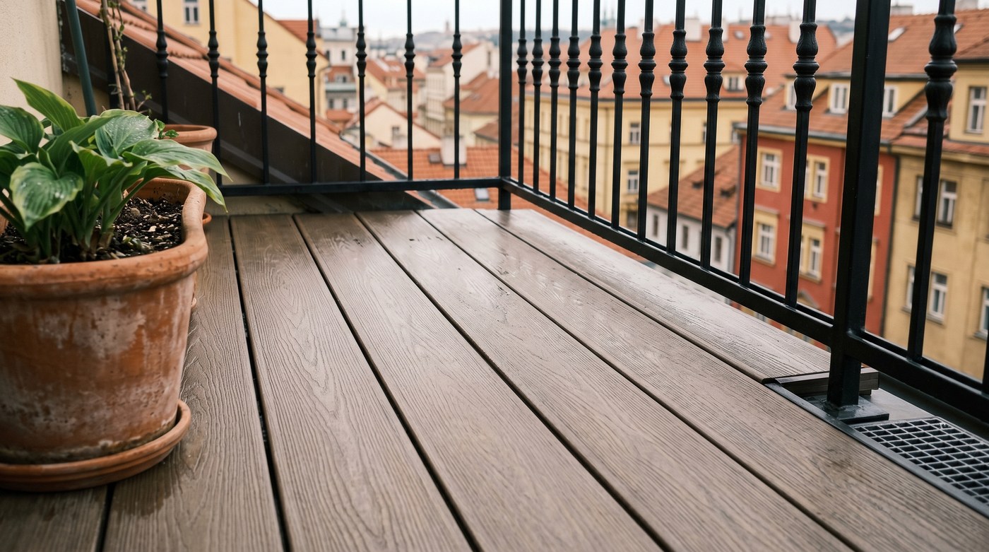 Freshly cleaned wood or WPC terrace ready for spring use