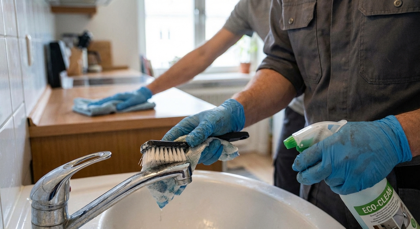 Cleaning limescale in the bathroom