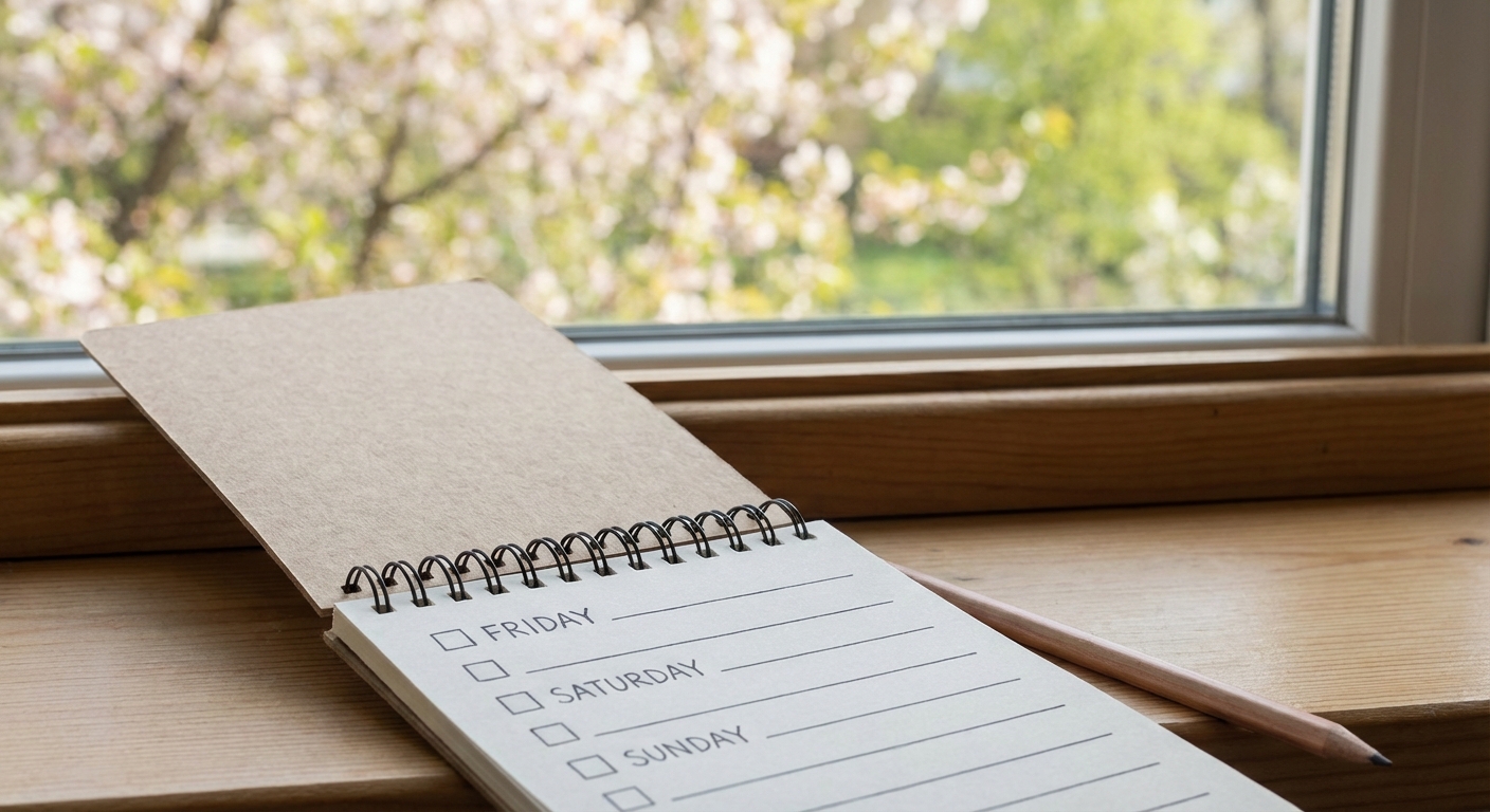 Spring cleaning checklist on a notepad